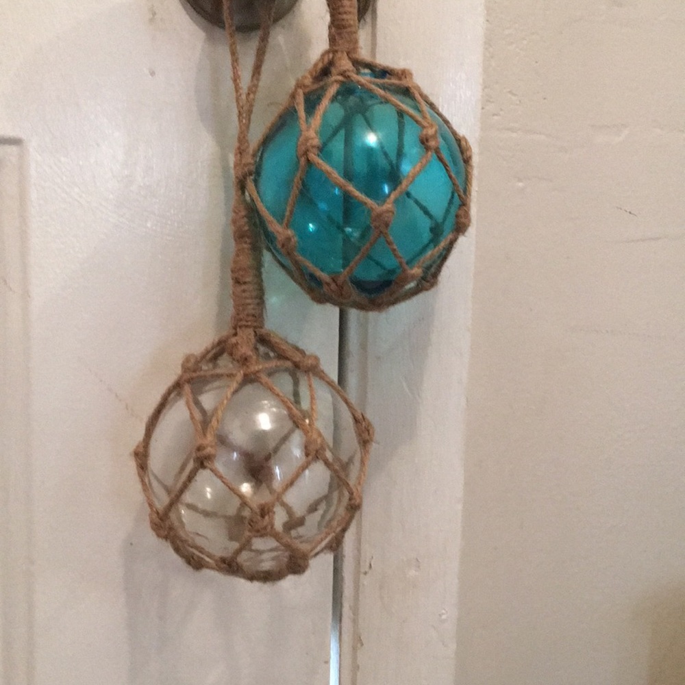 Set of 2 Unique hand blown glass home Decpr pieces